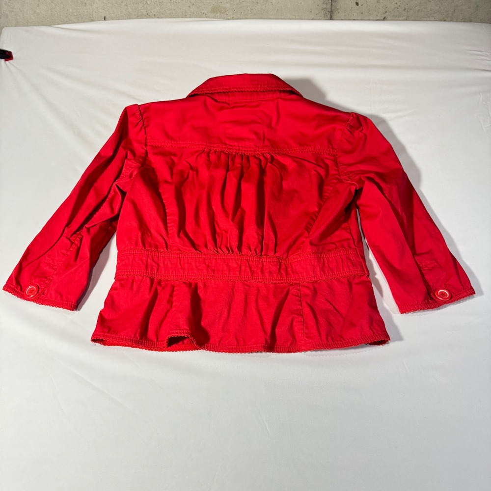 Sonoma Life + Style Womens Red Cropped Blazer Jacket Lace Trim Size M - Picture 3 of 7
